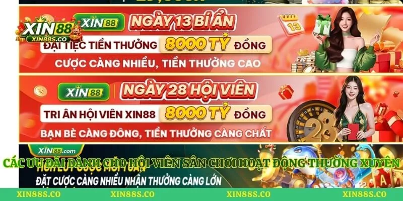 Các ưu đãi dành cho hội viên sân chơi hoạt động thường xuyên