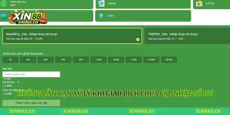 Hướng dẫn bạn xử lý khi giao dịch chưa cập nhật số dư