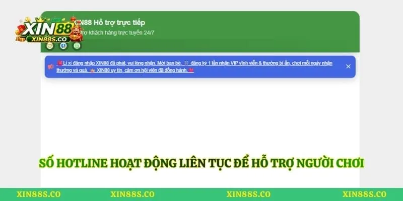 Số hotline hoạt động liên tục để hỗ trợ người chơi