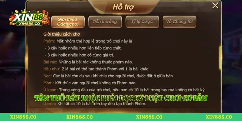 Tân thủ bắt buộc phải đọc kỹ luật chơi cơ bản